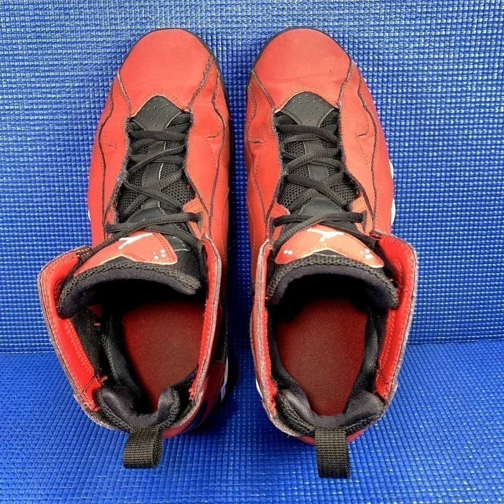AIR JORDAN 7 TRUE FLIGHT Men`s Size 10.5 Red Black Basketball Shoes 342964-610